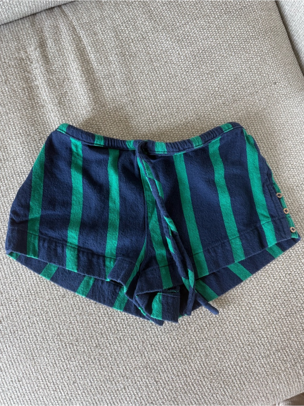 Free People Navy and Green Striped Athletic Shorts